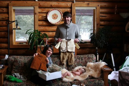 Mom made her Grandson a whole outfit. Naked babies need clothes.
