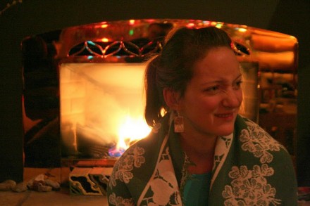 McK posted herself in front of the fire for most of the night.