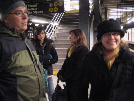 On 14th at Union Squre, waiting for the subway train to take us back to our appartment.