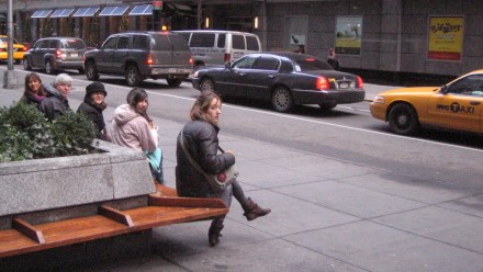 We ate a lunch from the Finnians Rainbow cart across Broadway. This is the look of hungry people recently fed.